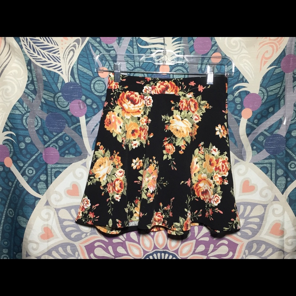 Black floral skirt